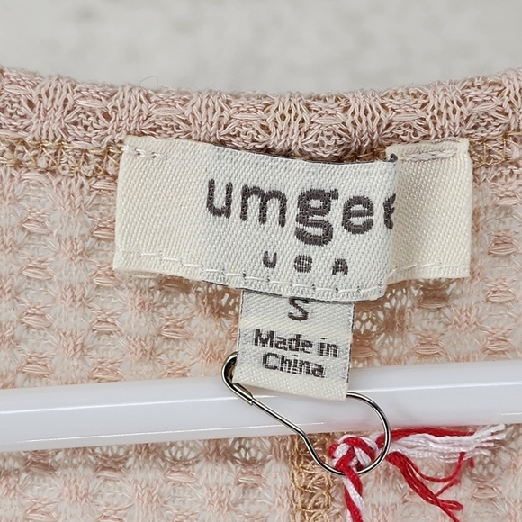 Umgee Women's Animal Print Color Block Waffle Top - S - Picture 3 of 5